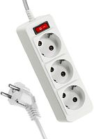 Удлинитель с заземлением и выключателем Космос 3х3,0м 10А 2200Вт белый картинка 